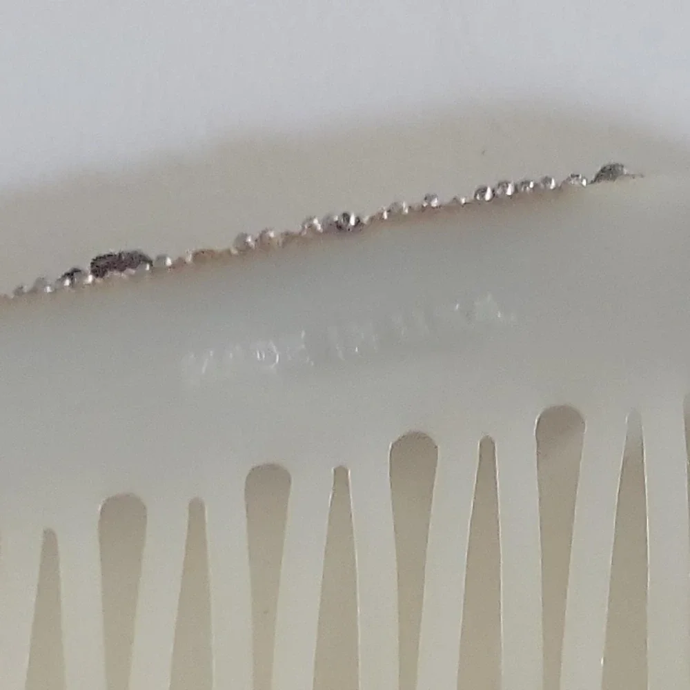 Vintage‎ Floral Pearl & Rhinestone Hair Comb Set Made in USA Size  Coquette